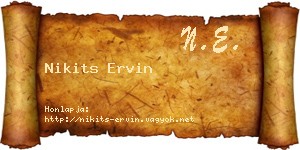 Nikits Ervin névjegykártya